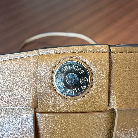 Michael Kors Woven Leather Clutch with Tassels and Strap Tan - Picture 4 of 11